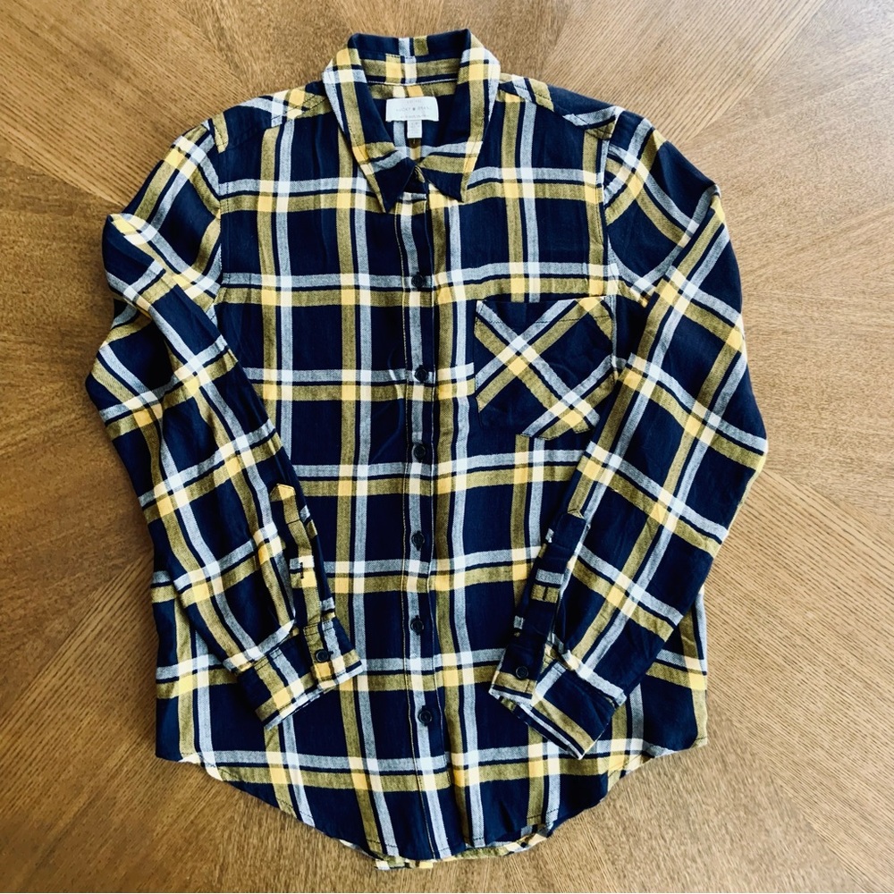 Lucky Brand plaid button down flannel shirt Navy / Gold S
